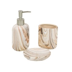Set accesorii ceramice de baie, Dispenser sapun lichid, Savoniera, Pahar, 3 buc foto