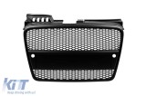 Grilaj mat negru fara emblema tip RS potrivit pentru Audi A4 B7 sedan, break 2004-2007 cu deschideri pentru senzori de parcare Performance AutoTuning