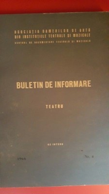 Buletin de informare TEATRU nr. 4-Uz intern 1966 foto