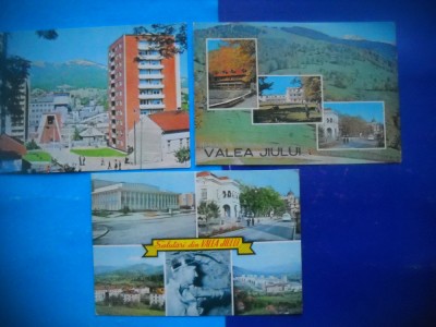 HOPCT LOT 2448 VALEA JIULUI -JUD HUNEDOARA-3 CARTI POSTALE-CIRCULATE foto