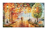 Tablou 3D pictat manual living, Noi doi pe aleea vietii, 100x60cm ulei pe panza in cutit, Leonard Covaci