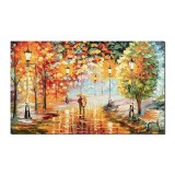 Tablou 3D pictat manual living, Noi doi pe aleea vietii, 100x60cm ulei pe panza in cutit, Leonard Covaci