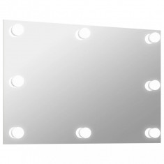 Oglindă de perete lumini LED fără ramă sticlă dreptunghiulară