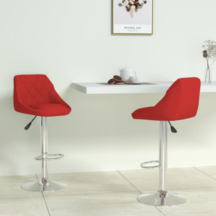 vidaXL Scaune de bar, 2 buc., roșu vin, piele ecologică 335185