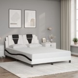VidaXL Cadru de pat cu tăblie, alb/negru, 120x200 cm, piele ecologică