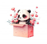 Cumpara ieftin Sticker decorativ Panda in cutie, Roz, 52 cm, 3510ST, Oem