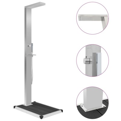 vidaXL Duș de exterior cu platformă, WPC și oțel inoxidabil 3051290 foto