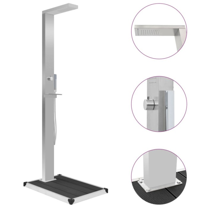 vidaXL Duș de exterior cu platformă, WPC și oțel inoxidabil 3051290