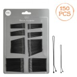 Set Agrafe Păr, 150 Bucăți, Metal, Negru, Dimensiuni 4.5cm și 6cm, Oem