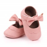 Pantofiori roz cu volanas si fundita pentru fetite (Marime Disponibila: 12-18