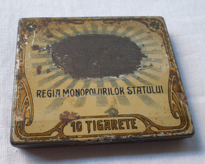 Regia Monopolurilor Statului 10 Tigarete cutie tabla litografiata anii 1930 foto