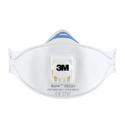 Masca de protectie respiratorie FFP2, 3M 9322+ AURA, cu valva/supapa foto