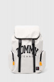 Tommy Jeans rucsac bărbați, culoarea alb, mare, cu imprimeu AM0AM12130