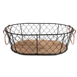 Cumpara ieftin Cos fier negru lemn maro 33x23x10 cm