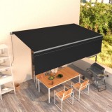 VidaXL Copertină retractabilă manual cu stor, antracit, 5x3 m