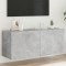 vidaXL Comodă TV de perete cu lumini LED, gri beton, 100x35x41 cm