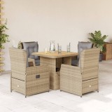 VidaXL Set mobilier de grădină cu perne, 5 piese, bej, poliratan