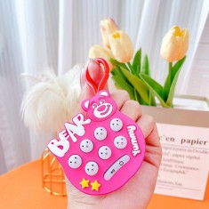 Jucarie pentru copii portabila, joc Gopher, cu lumini si muzica, tip breloc, model ursulet, material silicon si ABS, roz foto