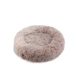 Pat pufos pentru pisici si caini, forma circulara, 60cm diametru, Maro