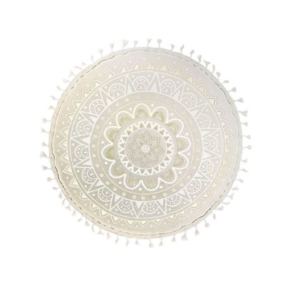 Perna decorativa, 40x10 cm, Bej cu franjuri, Poliester/Bumbac, ATU-0803273 foto