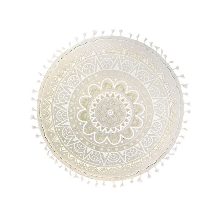 Perna decorativa, 40x10 cm, Bej cu franjuri, Poliester/Bumbac, ATU-0803273