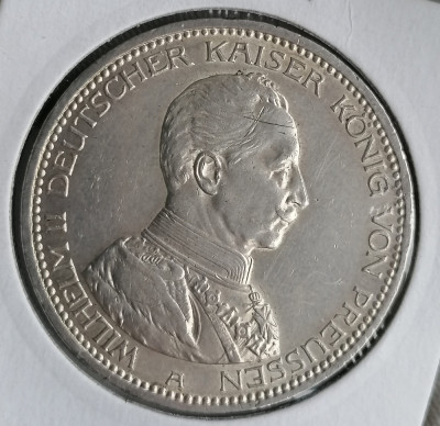 Prusia, 5 Mark 1913, 27.77 gr argint 0.900 foto