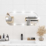 Oglinda perete vidaXL cu LED, 35x80cm, ovala, sticla argintie, lumina calda/rece, USB