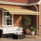 vidaXL Cort electric retractabil Galben Gri 3 x 2,5 m Marchiza gradina Telecomanda Panou Solar