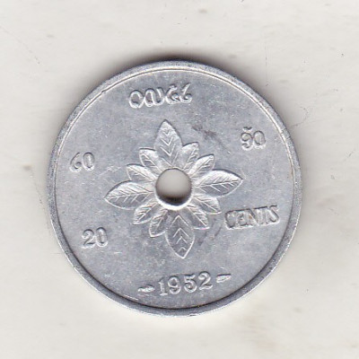 bnk mnd Laos 20 cents 1952 ,xf+ foto