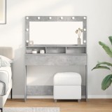 VidaXL Masă de toaletă cu lumini LED, gri beton, 100x41x135 cm