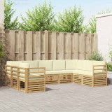 vidaXL Set canapea sectională cu pernă 9 pcs Alb și crem Poliester 3392485