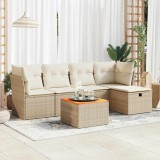 vidaXL Set canapele de grădină cu perne, 6 piese, bej, poliratan