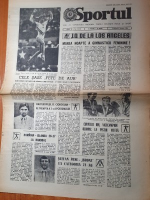 sportul 4 august 1984-simona pauca nota 10 la barna,campioana olimpica foto