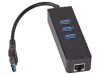 Akyga Adaptor USB 3.0 la Ethernet, Hub USB 3 Porturi, 1000Mbps