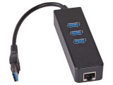 Adaptor USB 3.0 la Ethernet și Hub USB 3-Porturi 1000Mbps