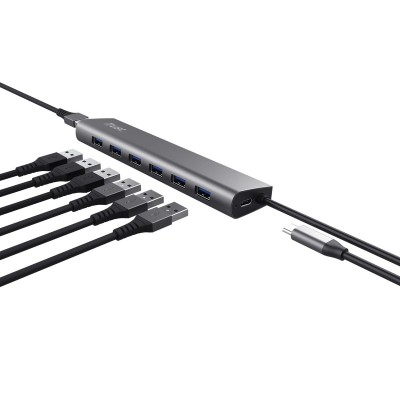 Hub Trust Halyx 7xUSB 3.2 Gen1, gri foto