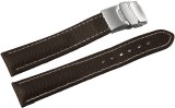 Cumpara ieftin Curea Ceas Piele Naturala Bizonata Maro Deployant Cusatura Alba 16mm - 24mm 8162712001