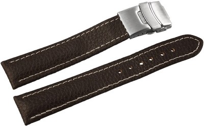 Curea Ceas Piele Naturala Bizonata Maro Deployant Cusatura Alba 16mm - 24mm 8162712001 foto