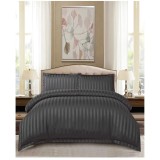 Cumpara ieftin Lenjerie de Pat Dublu Bumbac Damasc 4 Piese cu Elastic, Gri Inchis - CPL9