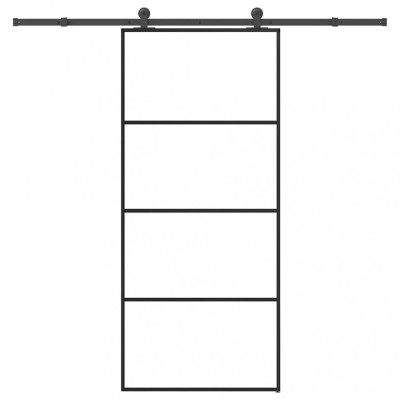 Ușă glisantă cu set feronerie, 90x205 cm, sticlă ESG/aluminiu foto