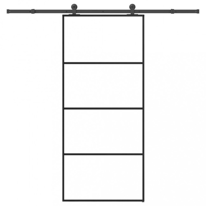 Ușă glisantă cu set feronerie, 90x205 cm, sticlă ESG/aluminiu