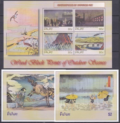 DB1 Pictura Japoneza 2002 Palau MS + 2 x SS MNH foto