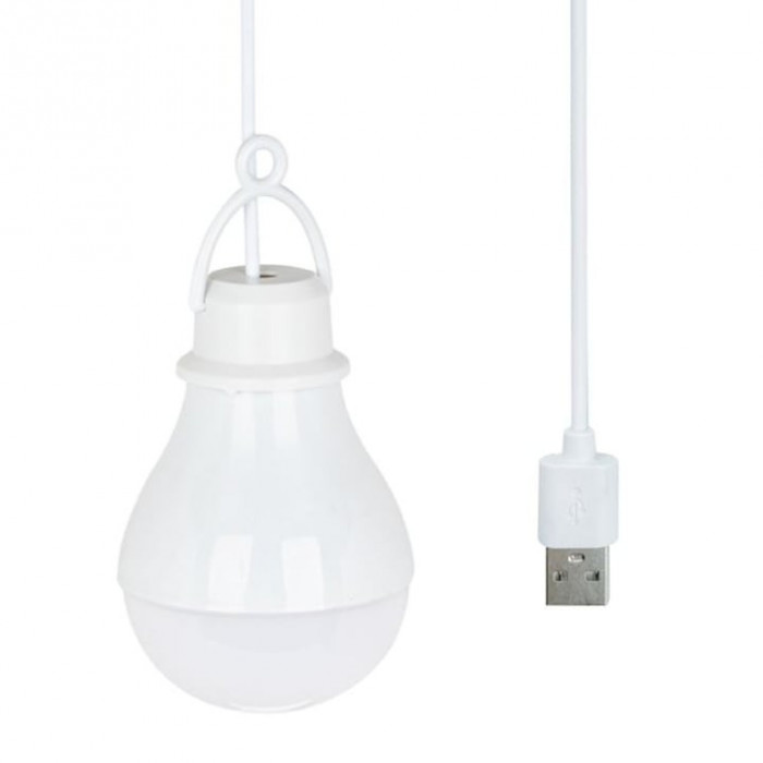 Lampa USB cu LED in forma de bec, 105cm, Bibilel, Alb, JMB-BBL7818