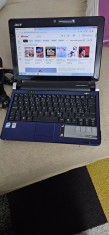 LEPTOP ACER ONE SERIES MODEL KAV60 PROCESOR INTEL ATOM N280 /1,66 GHz/RAM 1 GB . HARD 160 GB / WIN 7 TINE BATERIA DESTUL DE MULT .