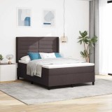 Cumpara ieftin Pat cu arc LED cu saltea Maro inchis 140 x 200 cm tesatura