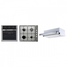 Pachet 3 in 1 Cuptor electric + Plita incorporabila + Hota Pyramis 31 64 Litri Grey White foto