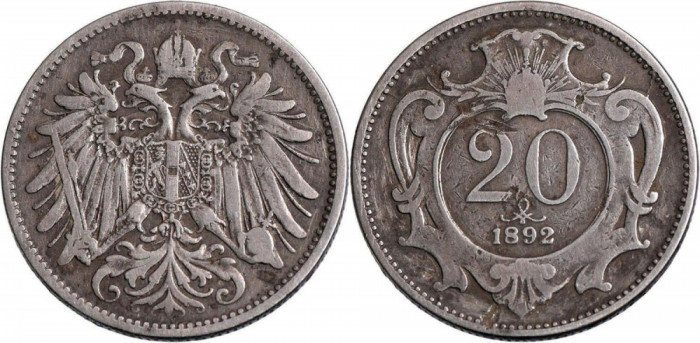 1892 - 20 heller - Franz Joseph I - Imperiul Austro-Ungar