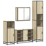 Cumpara ieftin Set de mobilier de baie din 4 piese din lemn de stejar Sonoma