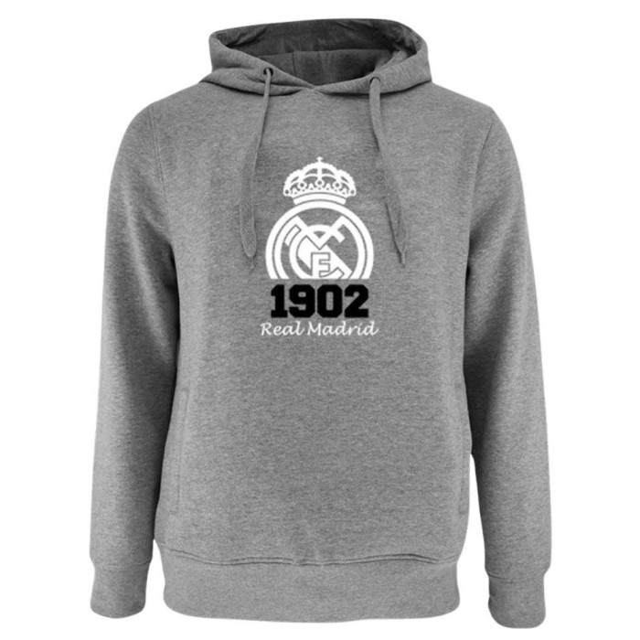 Real Madrid hanorac de bărbați cu glugă No21 Crest grey - S