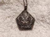 MEDALION argint HINDUS simbolistica SPECIFICA vechi UNICAT vintage + Lant argint